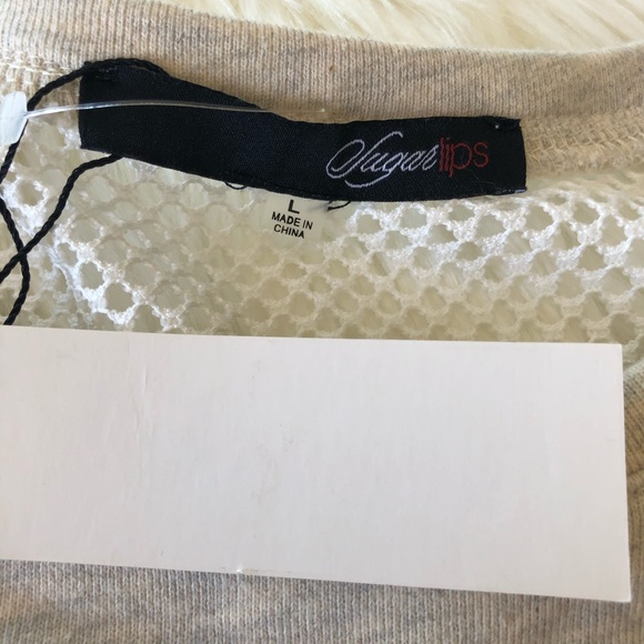 SUGARLIPS Cream Sweater with Mesh Cutout Design - Picture 12 of 14